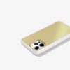 a metallic gold design shown on an iphone 12 pro max side view