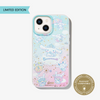 iphone 13 dreamy cinnamoroll iphone case with cinnamoroll and hello kitty and friends with gold foil stars on coulds pink and blue little twin stars pompompuin pochacco kuromi my melody