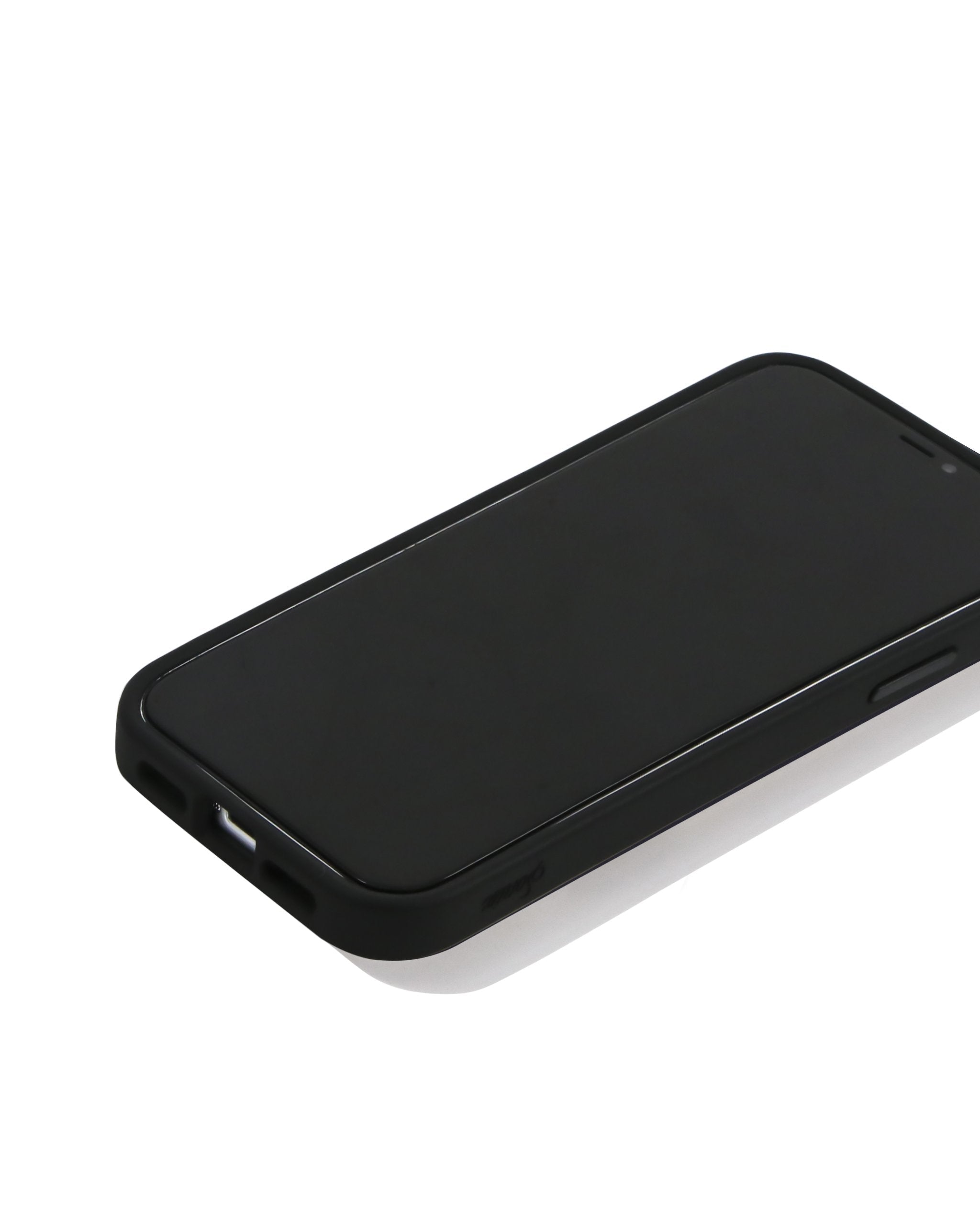 plain black bumper on an iphone front facing view