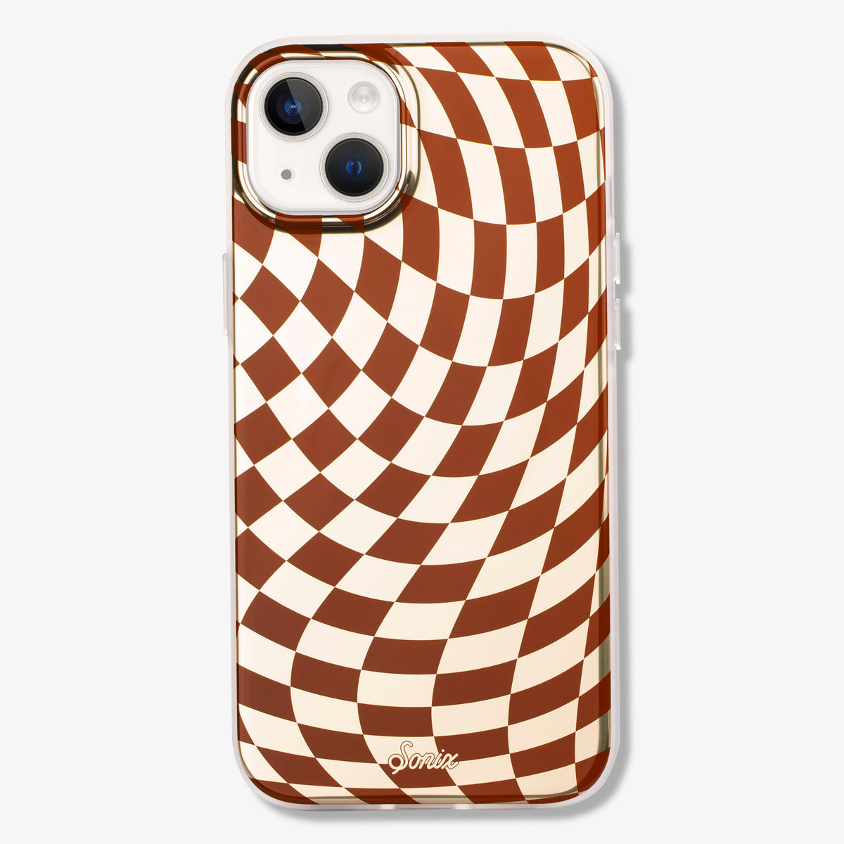 Black Checkered Phone Case Trendy Checkerboard Print Cover for