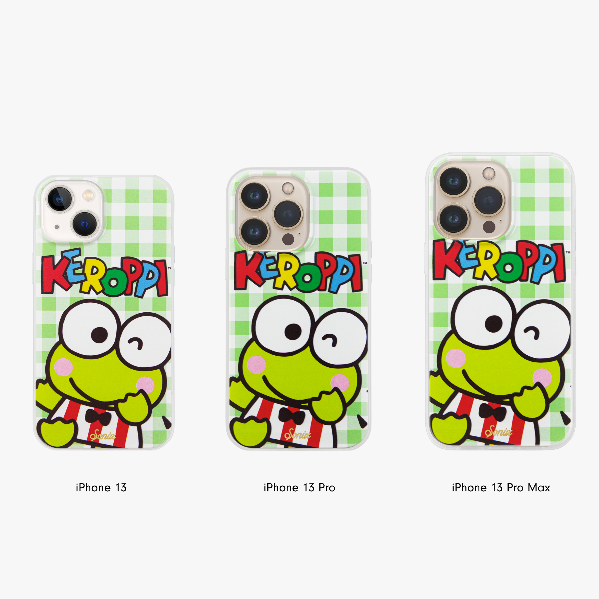 green gingham keroppi smiles magsafe compatible iphone 13 iphone 13 pro iphone 13 pro max cases