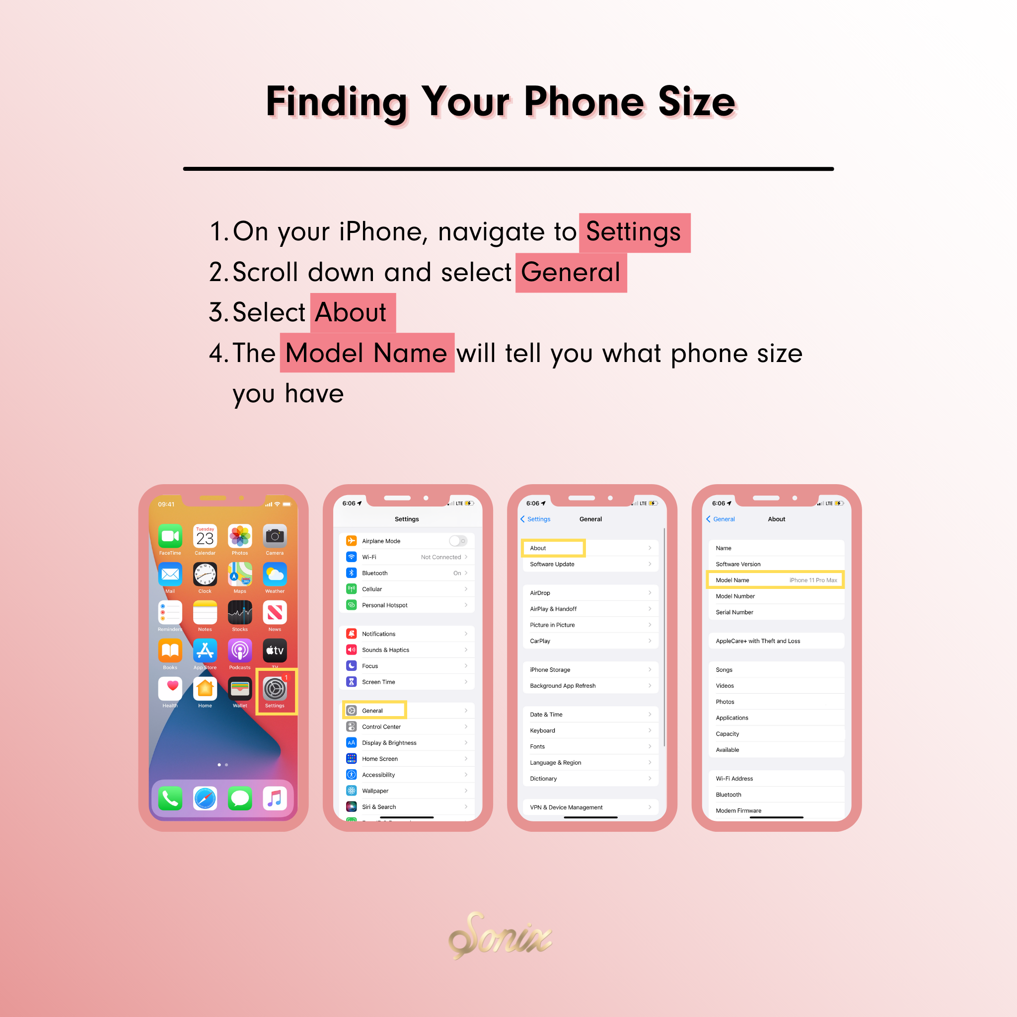 info graphic on how to find your phone size to order the correct phone case