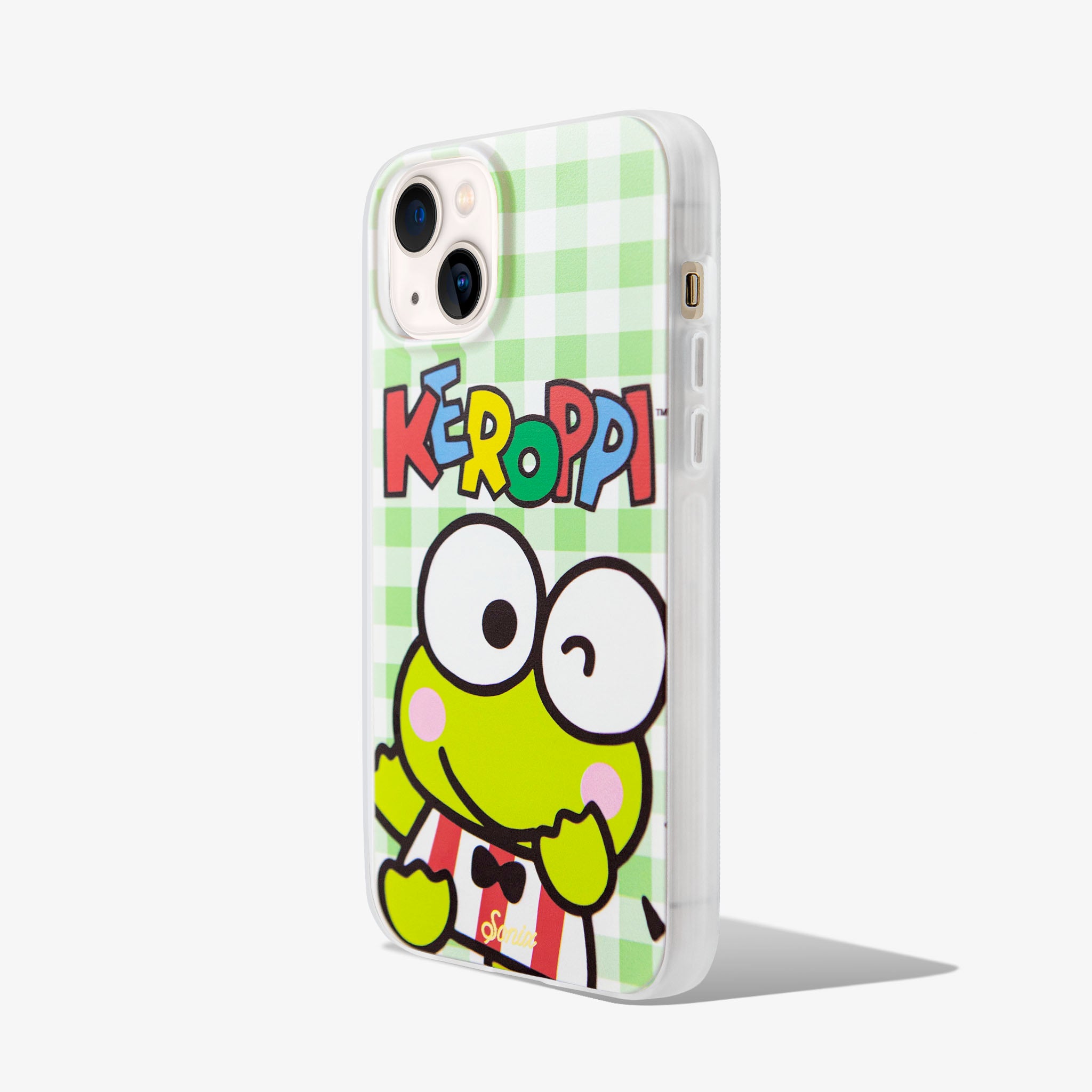 limited edition keroppi smiles iphone 13  green gingham magsafe compatible phone case
