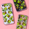 kiwis on a clear phone case shown on iphone x