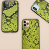 green python snake print on an iphone 11 pro