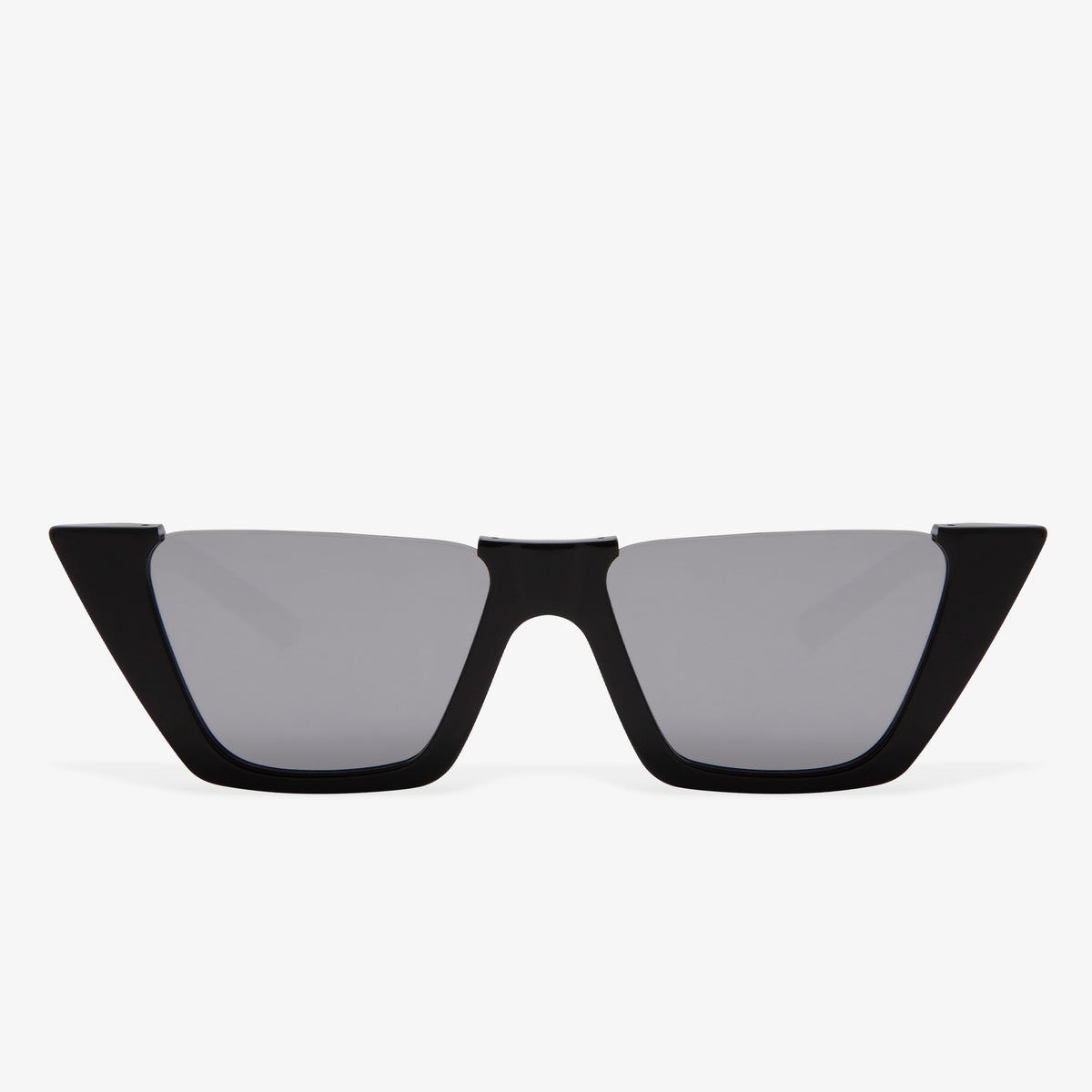 black cat eye acetate frames with silver reflective lens