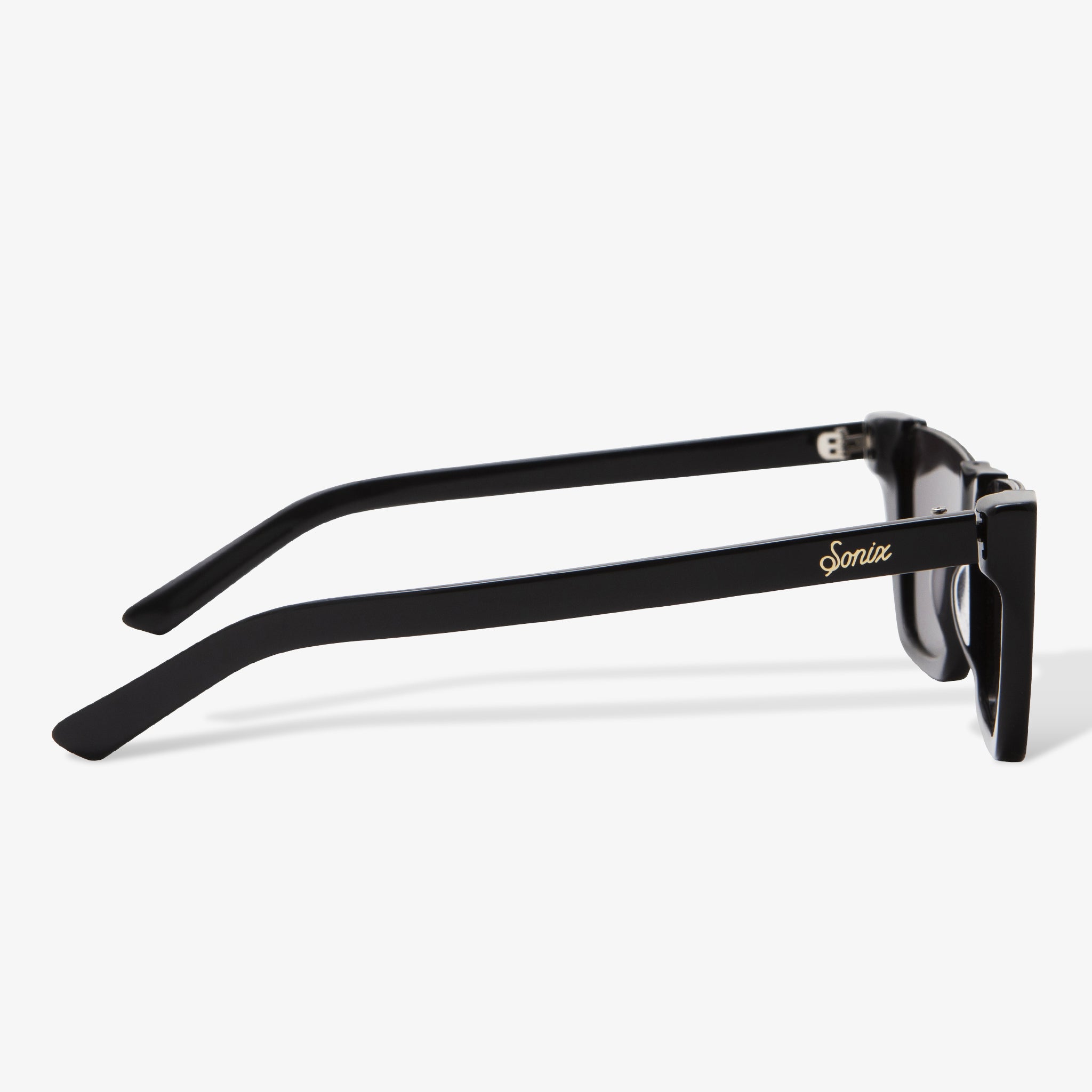 black cat eye acetate frames with silver reflective lens