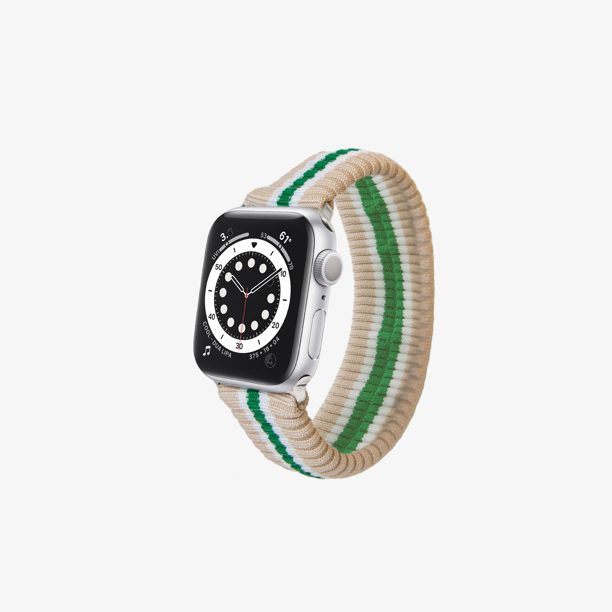 Knit Apple Watch Band - Oat + Green Stripe