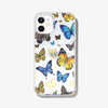 yellow and blue butterflies surrounded with gold foiled mini butterflies shown on an iphone 12
