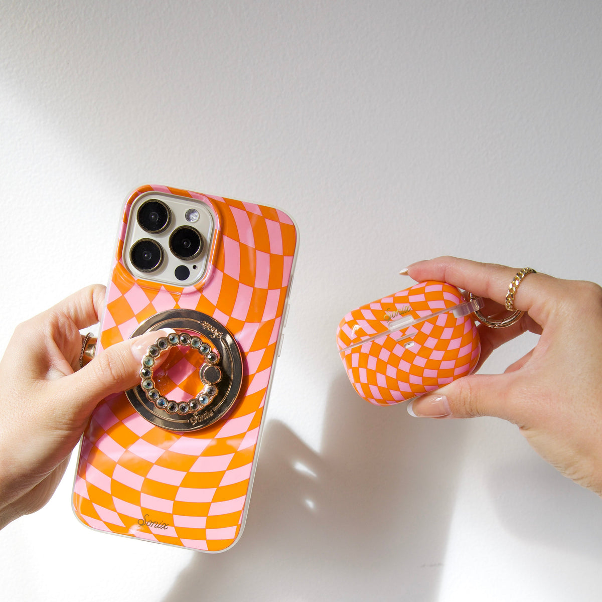 Checkmate Pink/Orange MagSafe® Compatible iPhone Case