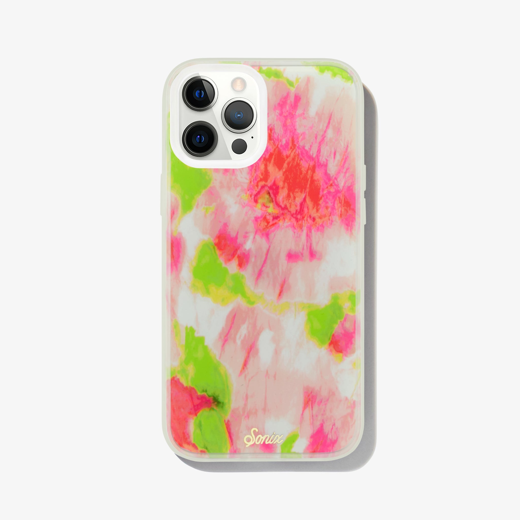 Watermelon Glow iPhone Case - Glow in the dark bumper with pink and green paint splots across the case